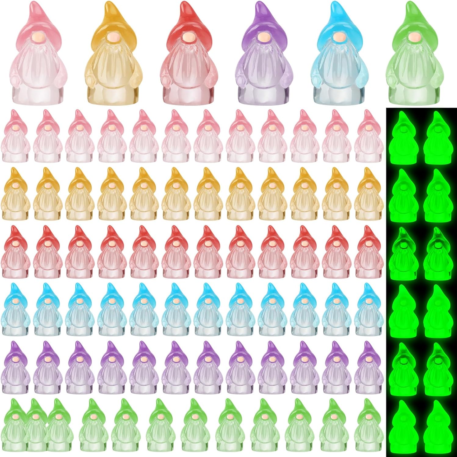120 Pcs Mini Resin Luminous Gnomes Bulk Tiny Fairy Resin Statues Glow in The Dark Small Gnomes Miniature Figurines for Landscape Outdoor Patio Yard Lawn Plant Pots Fairy Decor (Classic)