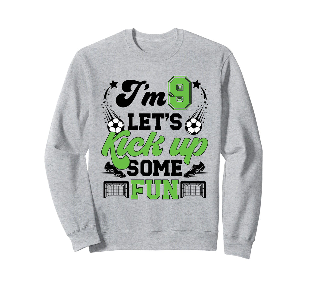 9Th Birthday Soccer Nine Year Old Sweatshirt - Trendy Graphic Unisex