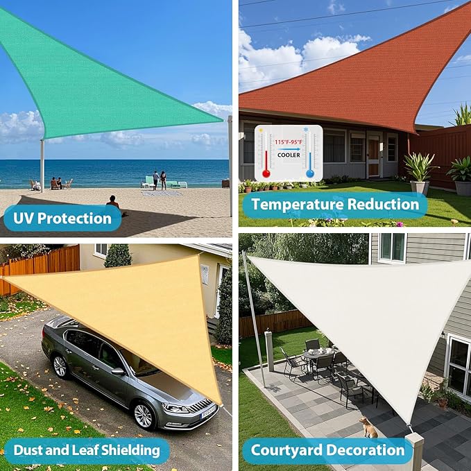 Amagenix Sun Shade Sail 18'X18'X18' Curved Edge Outdoor Shade Canopy Black Breathable 95% UV Block Shade Cloth for Patio Garden Backyard (We Make Custom Size)