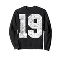 Distressed White Number 19 Jersey Sweatshirt - Streetwear Style Unisex