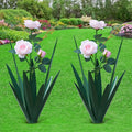 Large Tequila Rustic Sculpture, Home Decor Hand Painted Metal Agave Garden Yard Statue, Outdoor Lawn Ornaments (2 Big Flowers)