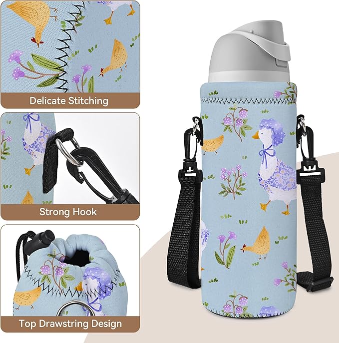 AUPET Water Bottle Sling Bag Carrier Crossbody Sleeve,Insulated Neoprene Bottle Case Holder Pouch Cover 500ML/17oz with Shoulder Strap for Walking Women Men
