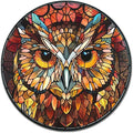 Lygond Metal Sign Tin Sign Circular Stained Glass Owl Metal Sign for Patio 8×8 Inches
