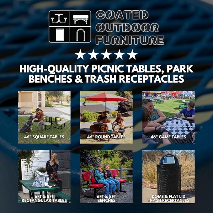 T6-P-DGRN Heavy Duty Rectangular Portable Picnic Table, 6 Ft, Dark Green, Made in America