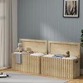 UEV Storage Bench Set of 2, 39.4" Wood Storage Trunk with 2 Safety Hinges, Sturdy Storage Chest, Fluted Storage Bench for Bedroom, Shoe Bench for Entryway, Living Room (Ivroy White)