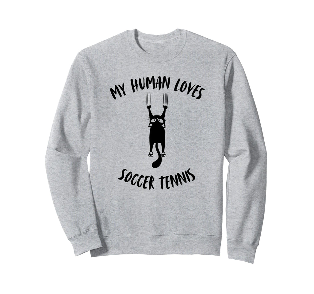 My Human Loves Soccer Tennis Cat Sweatshirt - Custom Art Print for Adults