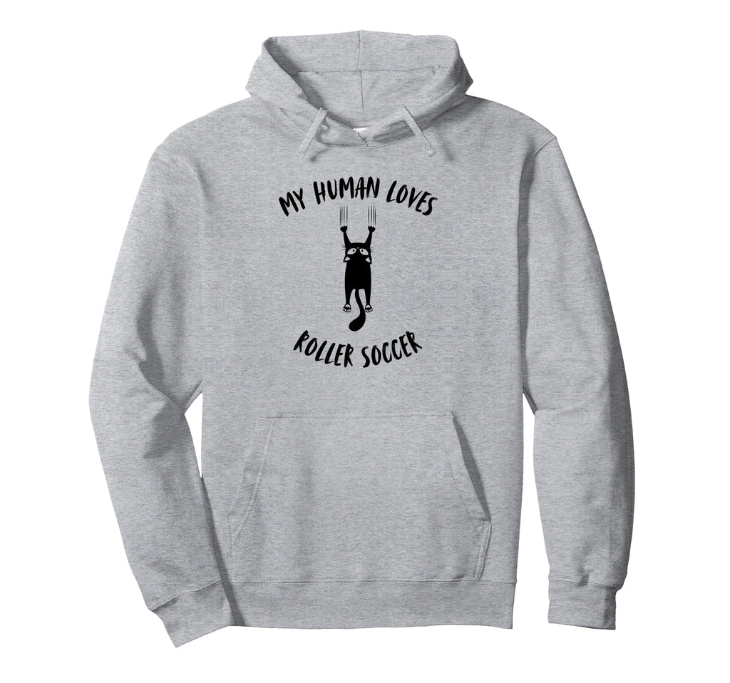 My Human Loves Roller Soccer Cat Hoodie - Casual Everyday Wear for Adults
