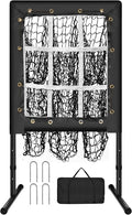 Pitching Net, 9 Hole Baseball Pitching Net with Strike Zone, Adjustable Softball Net for Batting Pitching Hitting, Portable Pitcher Trainer Baseball Hitting Target