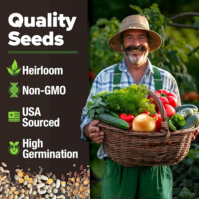 20 Heirloom Vegetable Seeds - 10,000+ Survival Seeds and Emergency Prepper Gear - Non GMO Vegetable Seeds for Planting Home Garden Variety Pack
