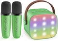 YLL Mini Karaoke Machine for Kids Adults, Portable Bluetooth Speaker with 2 Wireless Microphones, Birthday Gifts Toys for Girls Boys Ages 3, 4, 5, 6, 7, 8, 9,10,11,12+ Years Old Toddler (Green)