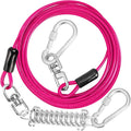 Jenico Dog Tie Out Cable, 10-150FT Runner Cable with Swivel Hook and Shock Spring, Yard and Camping Dog Leash Tether for Small to Medium Pets Up to 500 LBS