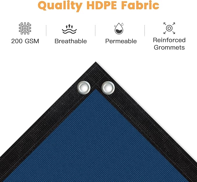 VICLLAX Shade Fabric Sun Shade Cloth with Every 2 FT Grommets for Patio Garden Pergola Cover Canopy 4x8 FT, Dark Blue
