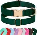 PET ARTIST Soft PU Leather Dog Collar, Bright Color & Durable Dog Collar Leather with Rose Gold Quick Release Metal Buckle, Adjustable Nylon Padded Pet Collars for Small Dogs, Neck Fit 9-14"