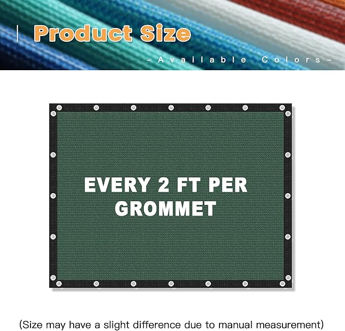 VICLLAX Shade Fabric Sun Shade Cloth with Every 2 FT Grommets for Patio Garden Pergola Cover Canopy 6x18 FT, Dark Green