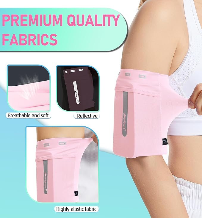 HiRui Running Armband Sleeve Universal Sports Armband Cell Phone Holder Armband for Exercise Workout, Compatible with iPhone 16/15/14/13/Plus/Pro Samsung Galaxy All Phones (S, Pink)
