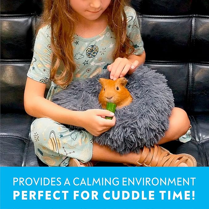Paw Inspired Furr-O Burrowing Pet Bed with Zip-On Spandex and Fleece Bottoms for Guinea Pigs and Other Small Animals, Cozy Carrier, Hideout Enrichment Toy, Cage Accessories (Blue)