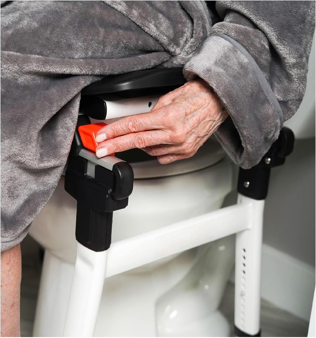 Sliding Transfer Bench for Toilet-Adjacent Tubs, Adjustable Height, Grab Bar, Extended Rails, Sliding Shower Chair with Commode Compatibility
