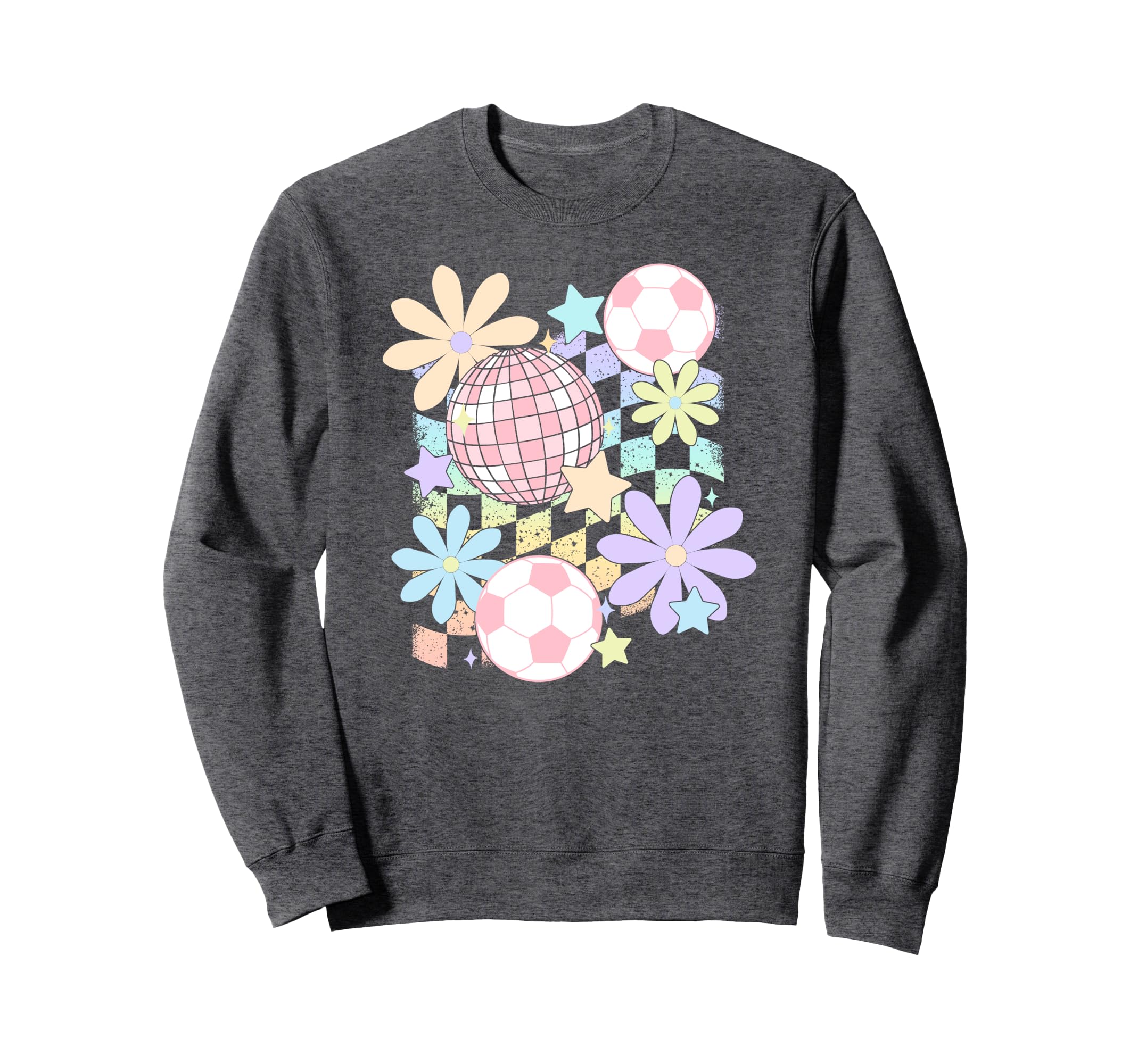 Trendy Sparkle Soccer Disco Vinatge Sweatshirt - Trendy Graphic for Adults