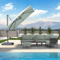 PURPLE LEAF 9 FT Cantilever Patio Umbrella Outdoor Aluminum Offset Square Umbrella with 3 Years Fade Resistance Recycled Fabric and 360-degree Rotation for Deck Pool Garden, Mint Green