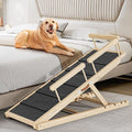 Dog Ramp for Couch, Bed or Car, Wooden 55" Long Pet Stairs for Small & Large Old Dogs & Cats, Hold up to 250lb, 6 Adjustable Height from 19.68" to 27.55" Portable Doggie Steps, Excellent Traction