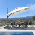PURPLE LEAF Cantilever Umbrella 10FT Heavy Duty Outdoor Large Double Top Offset Hanging 360° Rotation Square Umbrella for Garden Patio Deck Pool Backyard Canvas Natural