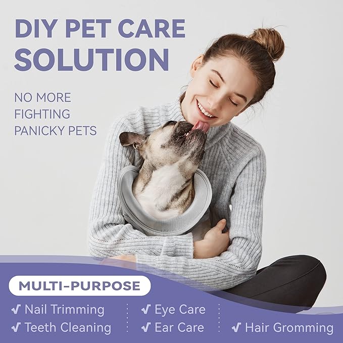 Dog Grooming Hammock Harness for Dogs & Cats with Pet Nail Clipper Trimmer - Cat Hanger Sling for Trimming Clipping Nails- Dog Hammock Restraint Bag for Small Medium Large pet （ Grey S ）