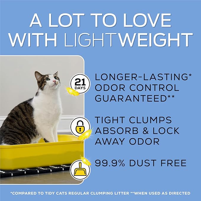 Purina Tidy Cats Lightweight Free and Clean Unscented, Multi-Cat, Clumping, 99.9 Percent Dust Free Cat Litter - 12 lb. Box