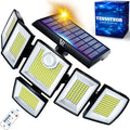Solar Motion Sensor Flood Lights Outdoor - 496LEDs 3500LM 3 Lighting Modes 3 Levels Brightness, 6 Heads 360° Illumination, IP65 Waterproof Solar Security Lights,for Porch Yard Patio Garage