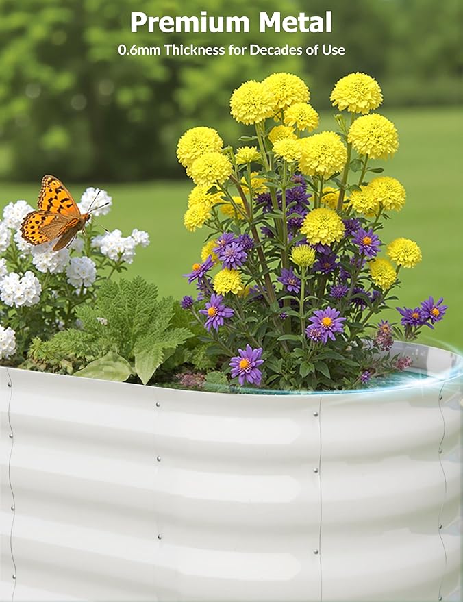 4x2x2 ft Raised Garden Bed,Galvanized Raised Planter Boxes Outdoor with Easy Assembly, Large Garden Bed for Vegetables, Fruits, Flower,Raised Garden Bed,Beige