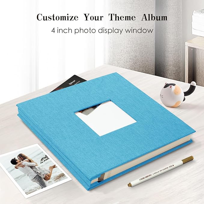 Spbapr Large Photo Album Self Adhesive 60 Pages Linen cover DIY Magnetic Scrapbook album with A Metal Pen Hold 4x6 5x7 6x8 8x10 10x12 Pictures