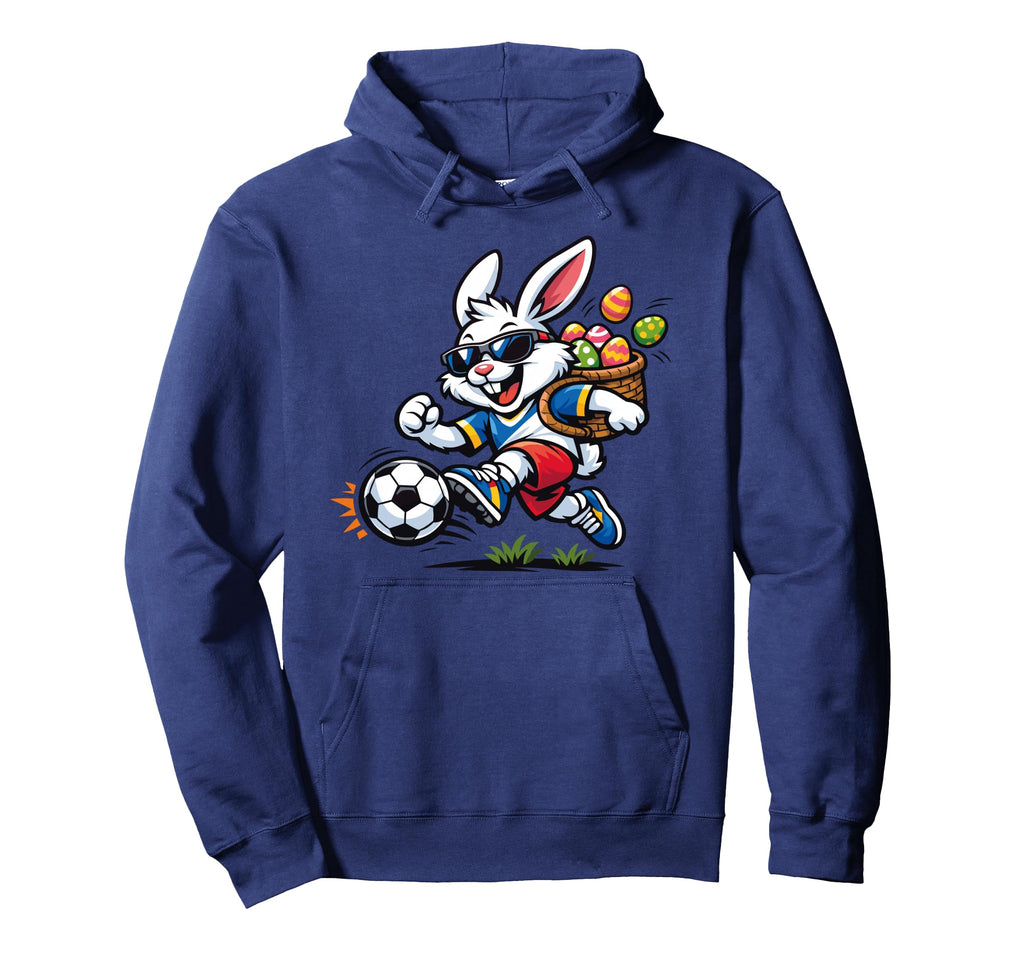 Soccer Easter Bunny Eggs Playing Hoodie - Casual Everyday Wear Unisex