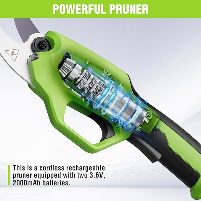 WORKPRO 7.2V Electric Pruning Shears, Battery Powered Pruning Shears, Cordless Tree Pruner, 0.8 Inch Cutting Diameter, Branch Cutter Gardening Scissors with Rechargeable Battery