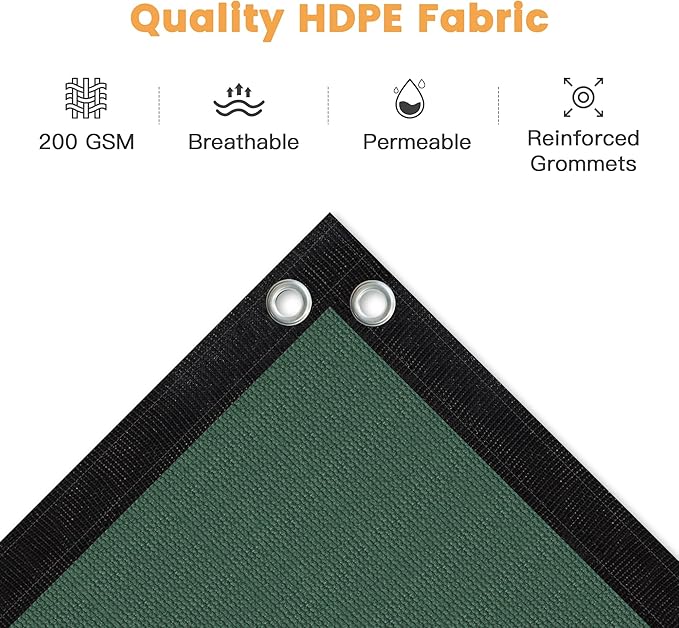 VICLLAX Shade Fabric Sun Shade Cloth with Every 2 FT Grommets for Patio Garden Pergola Cover Canopy 8x24 FT, Dark Green