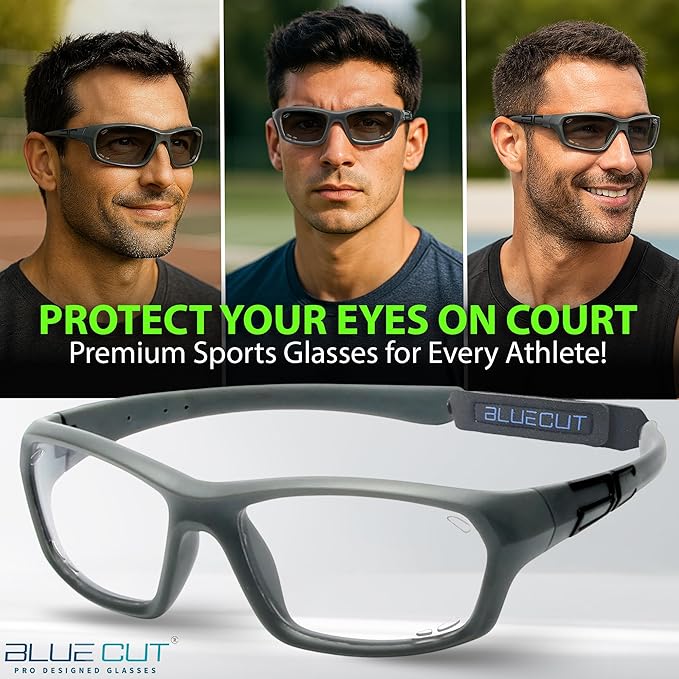 BLUE CUT Sports Protection Goggles, Photochromic Lenses Safety Glasses for Basketball, Pickleball Indoor Outdoor Sports