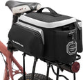 Bike Rear Rack Bag Waterproof Ebike Mountain Bicycle Saddle Bag 12L Cycling Pannier Trunk with Reflector & Shoulder Strap for Commuter Travel Outdoor