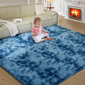 Ultra Soft Rug for Living Room, 9X12 Fluffy Shag Area Rug for Bedroom, Modern Shaggy Carpets Fuzzy Rug for Teens Dorm Nursery Home Decor Aesthetic, Upgrade Anti-Skid Durable, Tie-Dyed Blue Grey