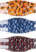 CuteBone Halloween Male Dog Diapers Belly Bands 3 Pack for Male Dogs Wraps Washable Doggie Pants DM22M
