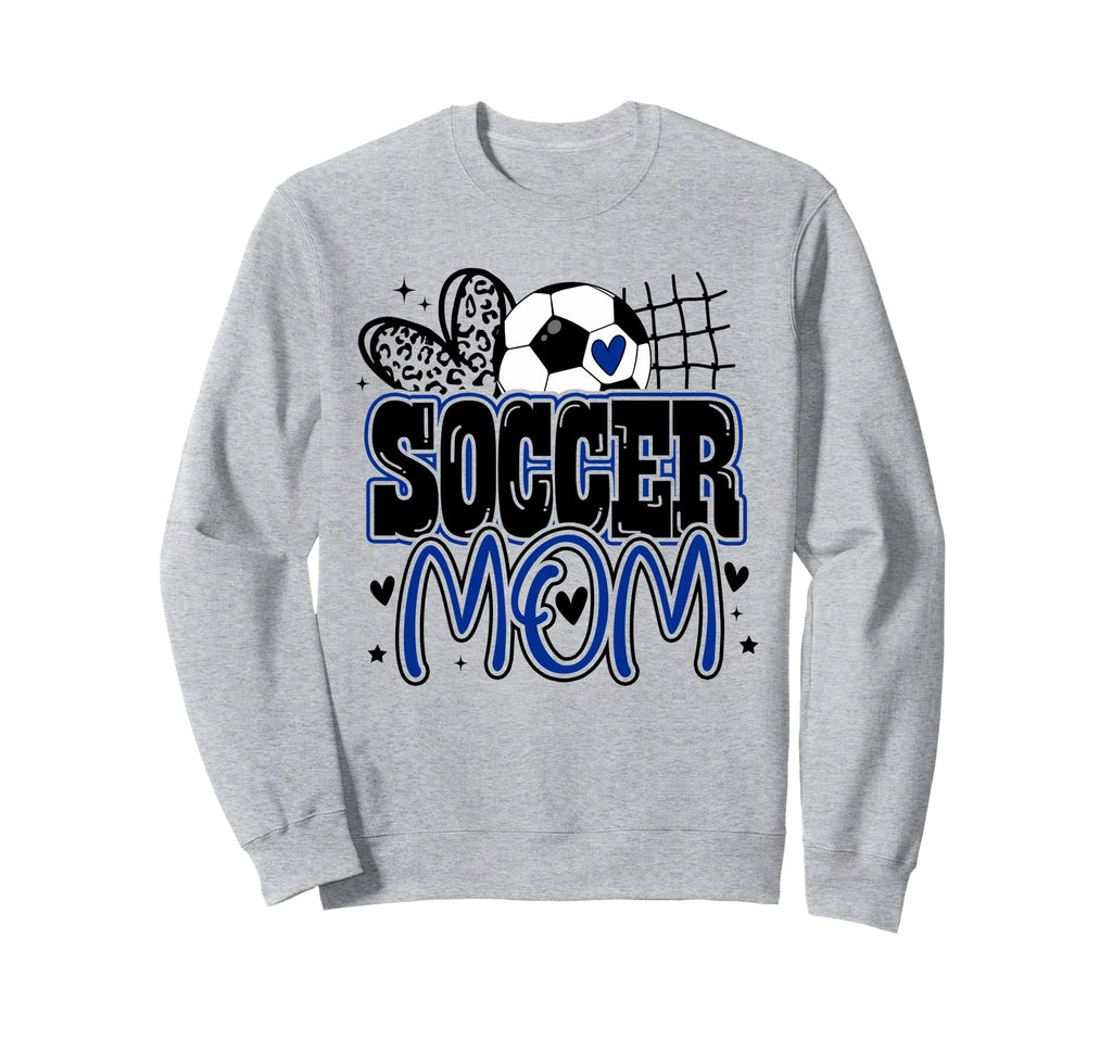 Blue Soccer Heartleopard Soccer Mom Sweatshirt - Trendy Graphic Men Women