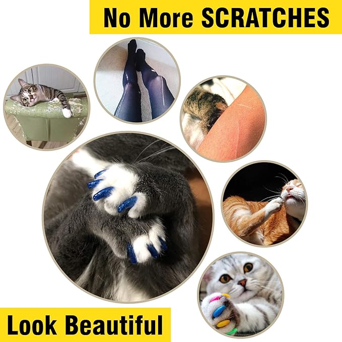 zetpo Cat Nail Caps | Cat Claw Covers | with Adhesives and Applicators (S, 12x Colors/Luna | 120 pcs)