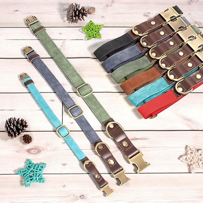 Didog Soft PU Leather Dog Collars for Small Dogs,Classic Adjustable Dog Collars with Quick Release Metal Buckle,Easy Clean and Comfortable with Nylon Lining,Brown,S Neck 10-15"