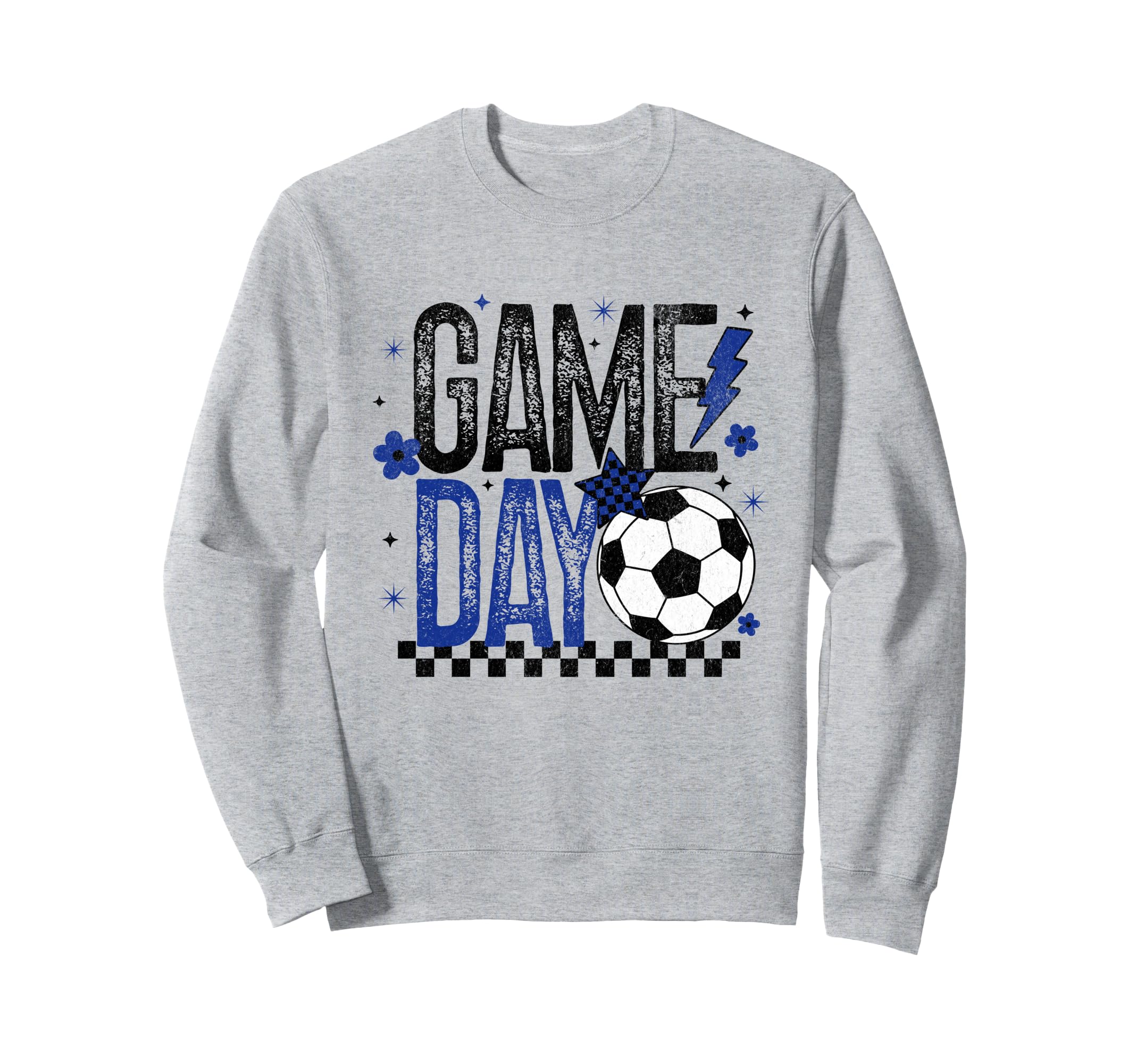 Game Day Soccer Season Checkered Black Sweatshirt - Unique Graphic Unisex