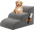 Romrol Dog Stairs Ramp for Beds Couches, Extra Wide Pet Steps with Durable Non-Slip Waterproof Fabric Cover, Dog Slope Stairs for Small Dogs and Cats or Pets Friendly, 3-Tiers, 13 Inch,Grey