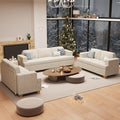 Sofa, 3 Piece Set Comfy Sofa, 2 Loveseat & 3 Seater Couch with Deep Seats for Living Room, Modern Sleeper Couch, Beige Chenille