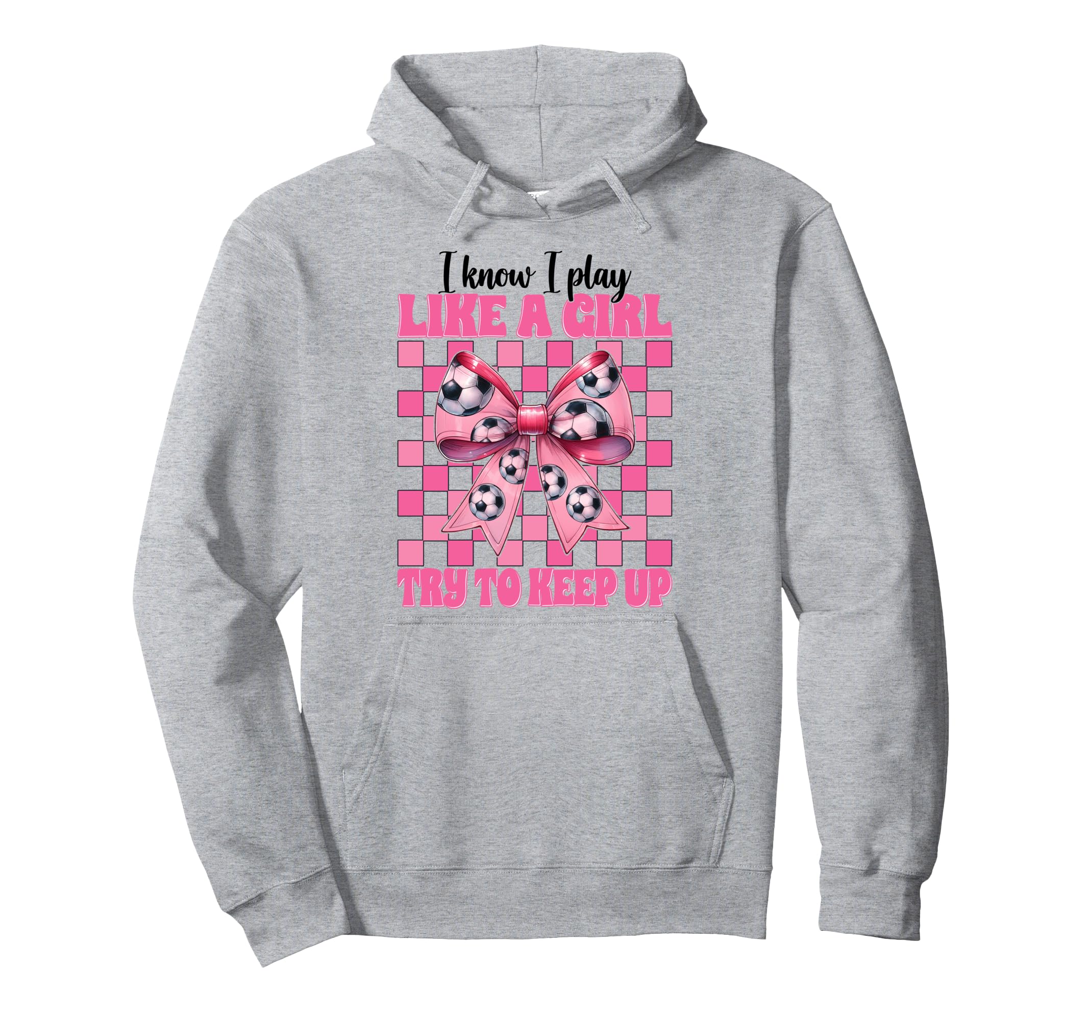 I Know I Play Like Soccer Coquette Bow Hoodie - Minimalist Print for Adults