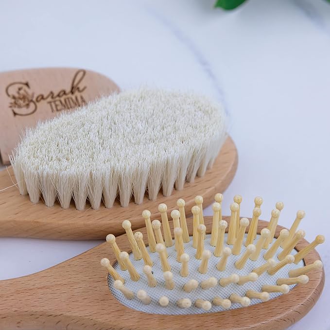 Personalized Wooden Baby Brush Set Girl | Wooden Baby Brush and Comb Set| Personalized Baby Gift | Personalized Baby Gift Girls | Floral Initial New Born Baby Gift