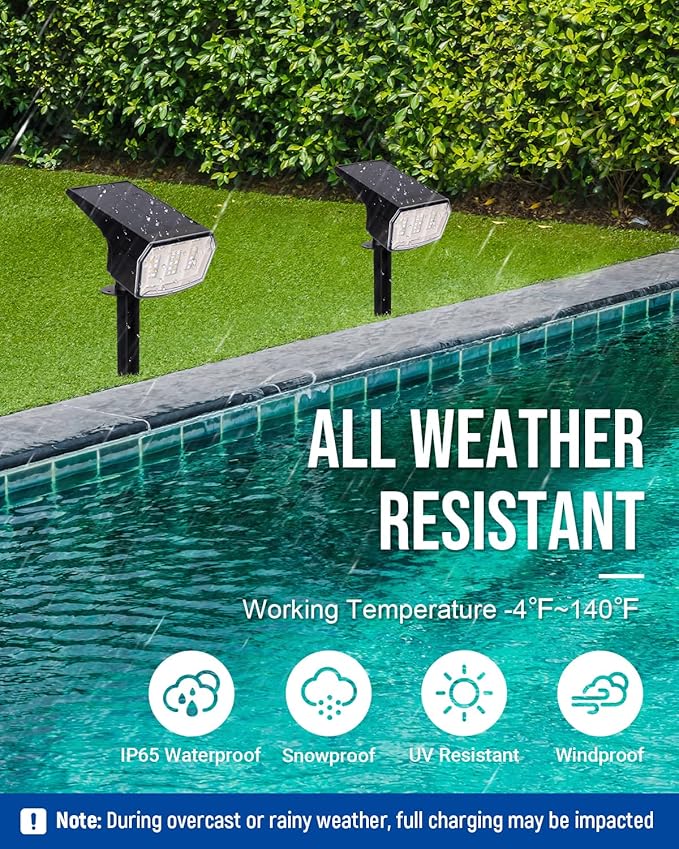 Solar Spot Lights Outdoor, 9 Lighting Modes RGB, Solar Lights Outdoor Waterproof IP65, 63 LED Landscape Spotlights for Holiday Decorations-10 Pack