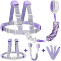 Accmor 3 in1 Toddler Harness Leash, Reflective kid Harness with Anti Lost Wrist Link, Harness Leash for Toddlers, Child Walking Harness kids Leash Wristband Rope Belt with Lock for Baby Girls (Purple)