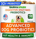 Bark&Spark Vet Strength Dog Probiotics Chews & Digestive Enzymes for Allergies Itchy Skin - Dogs Digestive Health - Gas, Diarrhea, Constipation Relief Pills - Prebiotics for Dogs Gut Health (120 Ct)