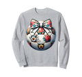 Soccer Flower Coquette Bow Floral Sweatshirt - Minimalist Print Unisex