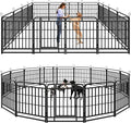 Dog Playpen Outdoor 16 Panels Heavy Duty Dog Fence 32" Height with Thick Pipe Anti-Rust with Doors Portable for RV Camping Yard, Total 36FT, 103 Sq.ft, Snowy Black
